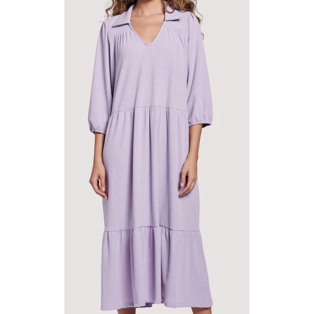 Lost+Wander Lilac Midi Flow Dress Large Longsleeve Pockets